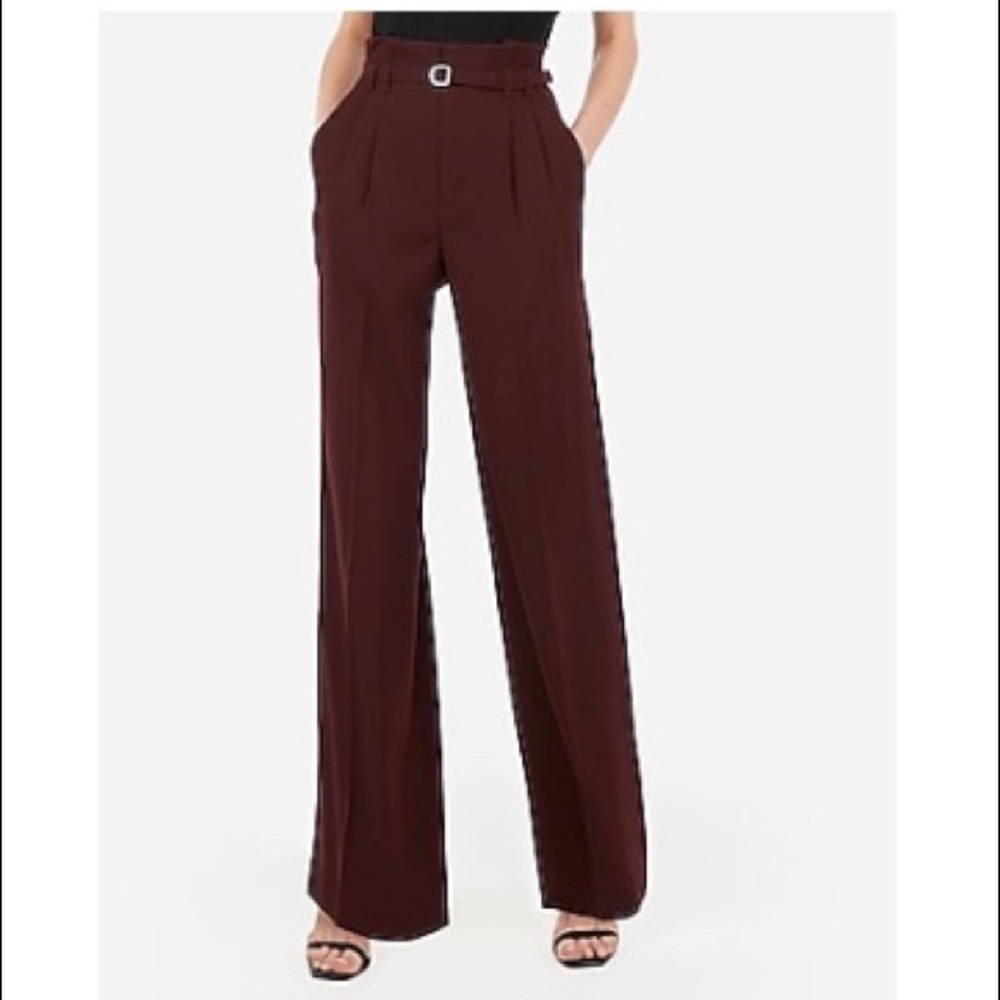 High Waisted Belted Wide Leg Pants